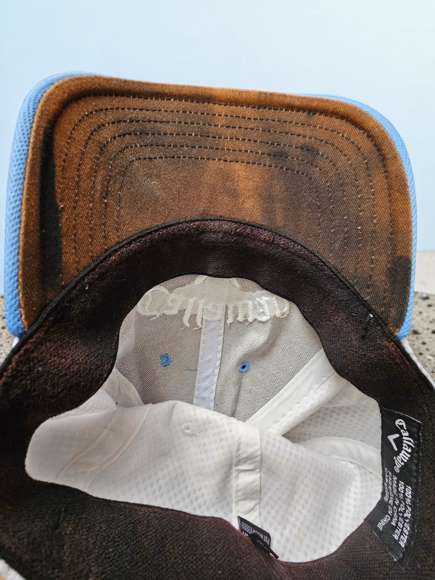 Vintage Callaway Golf Cap – A-Flex S/M – Hellblau & Weiß – Sportliche Mesh Cap