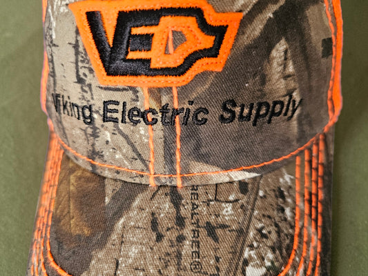 Vintage Y2K Gorpcore Trucker Cap – Realtree Camo & Neon Orange – Einheitsgröße