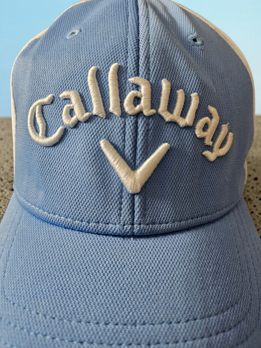 Vintage Callaway Golf Cap – A-Flex S/M – Hellblau & Weiß – Sportliche Mesh Cap