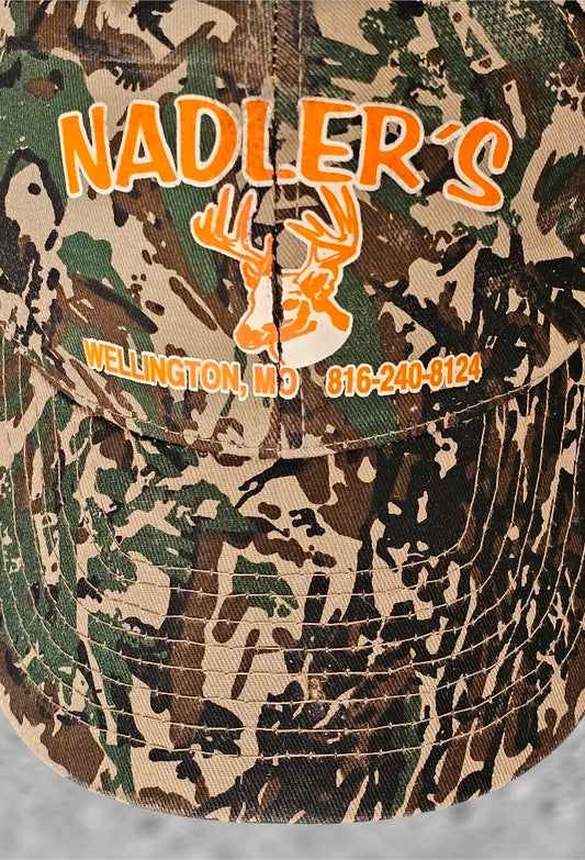 🦌 Vintage NADLER’S Wellington Hunting Cap – Camo Style Cobra Cap 🐍